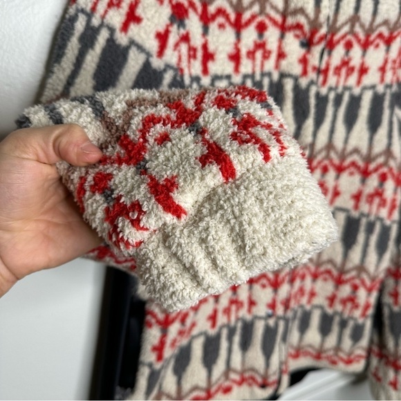 Anthropologie Sleeping on Snow Intarsia Sherpa Fair Isle Jacket Womens XS - Picture 8 of 9